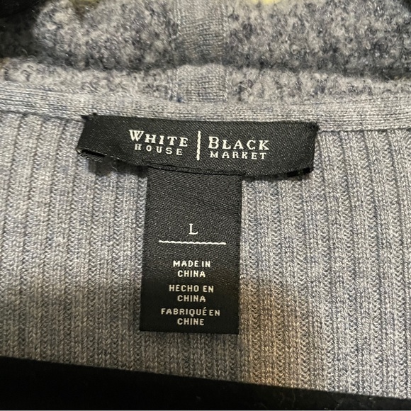 White House Black Market Sweater Wool Mixed Long Sleeves Cozy Gray Zip Up L - Picture 4 of 9